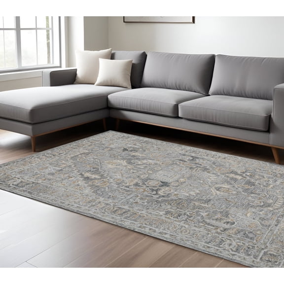 8' X 10' Gray And Brown Wool Oriental Hand Tufted Area Rug