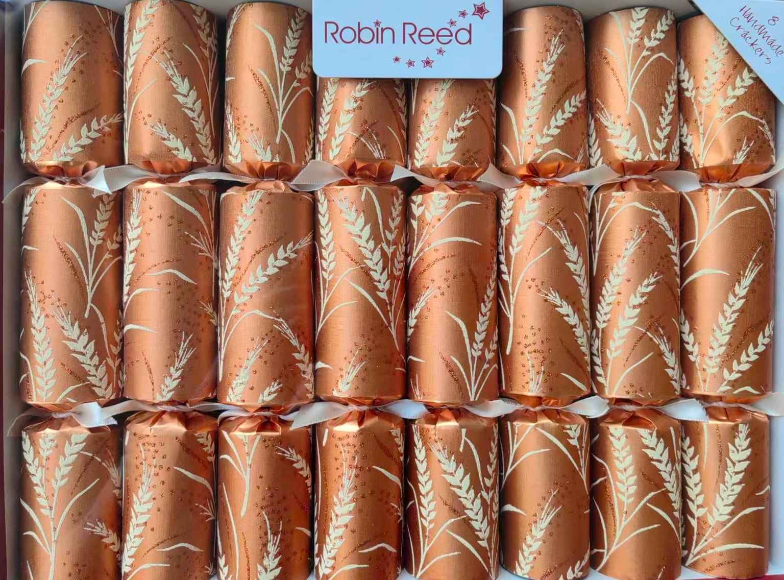 8 X 10" Handmade English Festive Thanksgiving crackers by Robin Reed covered with sheer fabric - 52424