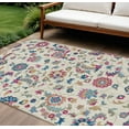 thumbnail image 1 of 8' X 10' Linen Pink And Denim Blue Floral Washable Indoor Outdoor Area Rug, 1 of 5