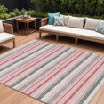 thumbnail image 1 of 8' X 10' Pink And Gray Striped Washable Indoor Outdoor Area Rug, 1 of 5