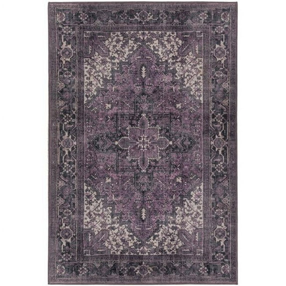 8' X 10' Purple Oriental Distressed Non Skid Area Rug