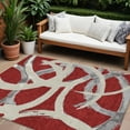 thumbnail image 1 of 8' X 10' Red Beige And Gray Abstract Washable Indoor Outdoor Area Rug, 1 of 5