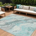 thumbnail image 1 of 8' X 10' Teal Blue And Silver Abstract Washable Indoor Outdoor Area Rug, 1 of 5