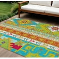 thumbnail image 1 of HomeRoots 598523 8 x 10 ft. Teal Blue, Green & Pink Aztec Washable Indoor & Outdoor Rectangle Area Rug, 1 of 5