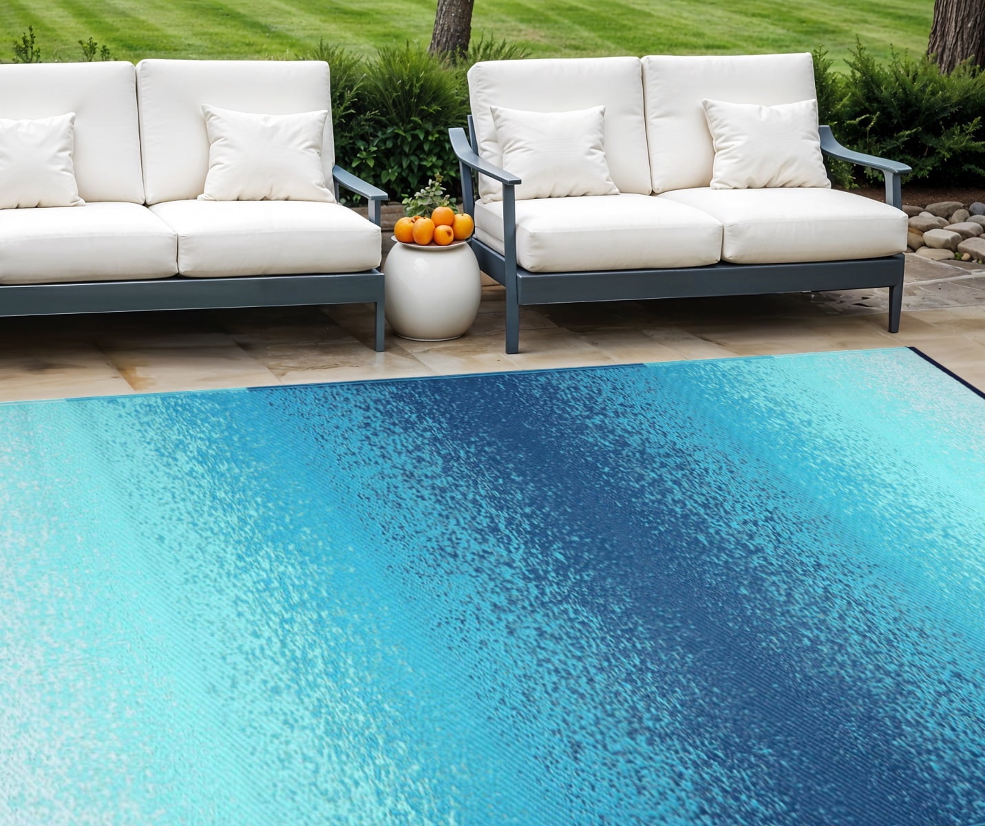 8' X 10' Teal Blue Indoor Outdoor Area Rug - Walmart.com