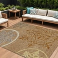 thumbnail image 1 of 8' X 10' Terra Cotta Gold And Gray Floral Medallion Washable Indoor Outdoor Area Rug, 1 of 5