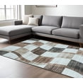 thumbnail image 1 of 8' X 11' Beige Brown and Gray Checkered Area Rug, 1 of 10