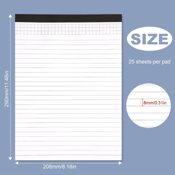 8 X 11 Inches Lined Note Pads, Wide Ruled Memo Notebook, Perforated Legal Pad, Ink-Proof Paper for Ballpoint And Gel Pens, Professional, scholar, And Staff Supplies, 2 Notebooks