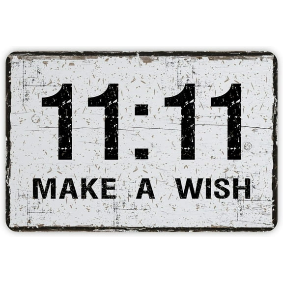 8"X 12" 1111 Angel Number Metal Sign, Make A Wish Tin Sign Vintage Wall Decor Metal Sign