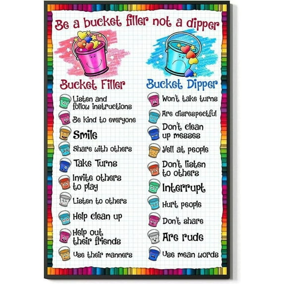 8"X 12" Bucket Filler S Be A Bucket Filler Not A Dipper Posters Preschool Education Plaque Decorations Home Classroom Room Wall Decor