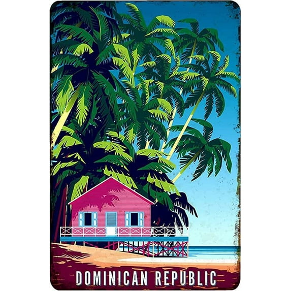 8"X 12" Caribbean Tropical Beach Vintage Metal Tin Sign Art Plaque Wall Decor Look Funny Gifts For Home Kitchen Garage Bathroom Farm Garden Bar Cafe Metal Posters