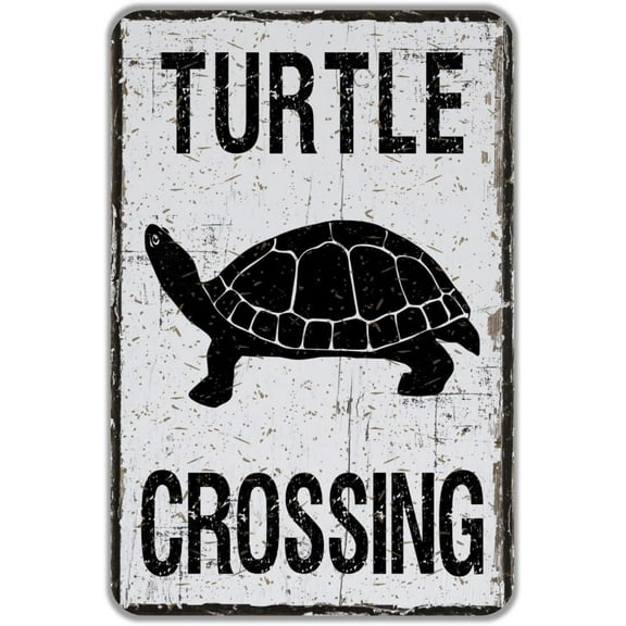 8"X 12" Distressed Style Turtle Crossing Metal Sign Vintage Wall Decor Metal Sign