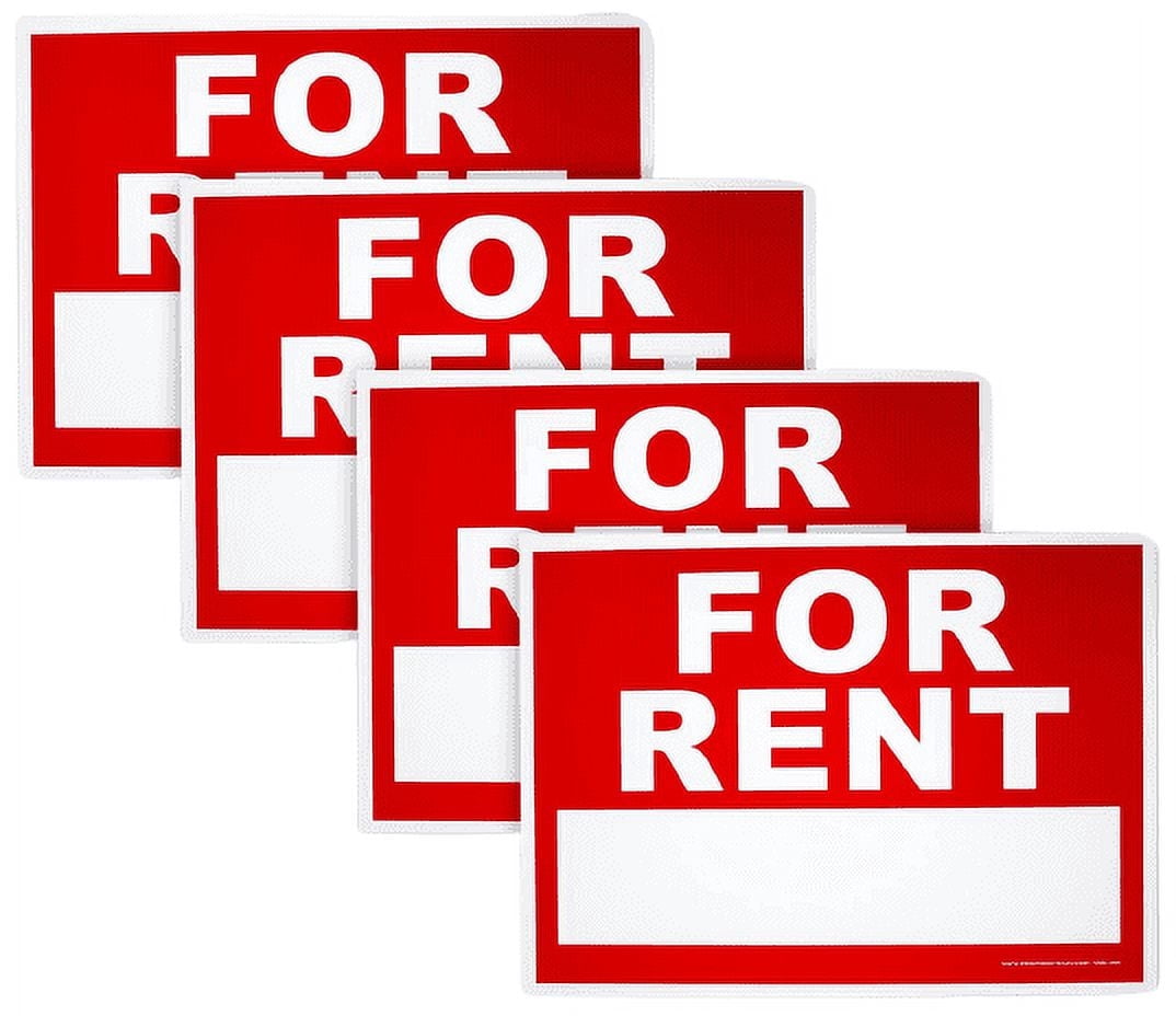 Sticker High Rent 8 X 12 Inches For Rent Sign Plastic Coated Self-Adhesive Window Peal ...