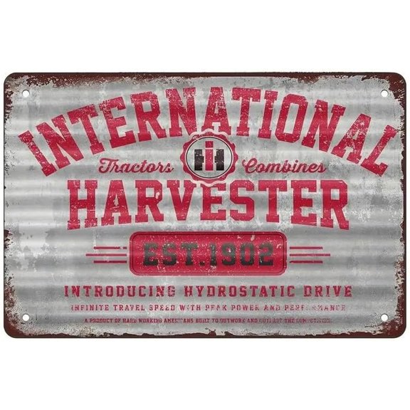 8"X 12" International Harvester Corrugated Look Ih Farmall - Reproduction Retro Vintage Tin Sign -