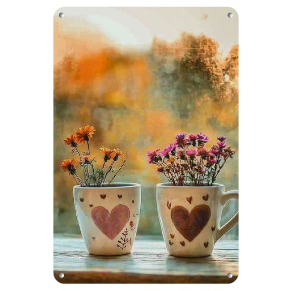 8"X 12" Iron Sheet Painting Wall Art - Valentine'S Magic in Cup Embrace! Lovely Moments for Couples. A Must for Love Celebration.