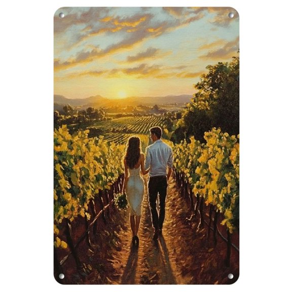 8" X 12" Metal Tin Sign: Wall Art - 'Vines of Affection' Showing Intertwined Vines Around a Heart, Embodying The Growth of a Couple'S Love