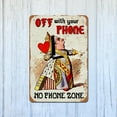 thumbnail image 1 of 8"X 12" Off With Your Phone Tin Sign Queen Of Hearts No Phone Zone Turn Off Devices Vintage Wall Decor Metal Sign, 1 of 8