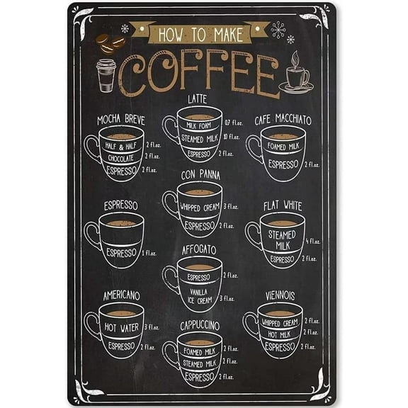 8"X 12" Old-Fashioned How To Make Coffee Vintage Metal Tin Sign Art Plaque Wall Decor Look Funny Gifts For Home Kitchen Garage Bathroom Farm Garden Bar Cafe Metal Posters