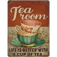 thumbnail image 1 of 8"X 12" Tea Room - Retro Plaque Metal Tin Sign Wall Decor Art Sign For Garden Farmhouse Bathroom Home, 1 of 8