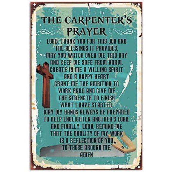 8"X 12" The Carpenter's Prayer Retro Metal Tin Sign Vintage Sign For Home Coffee Garden Wall Decor