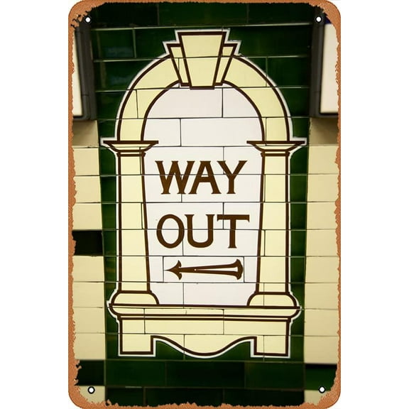 8"X 12" Way Out London Underground Sign – Poster Retro Metal Sign Vintage Tin Sign For Bar Man Cave Cafe Office Home Wall Decor Gift