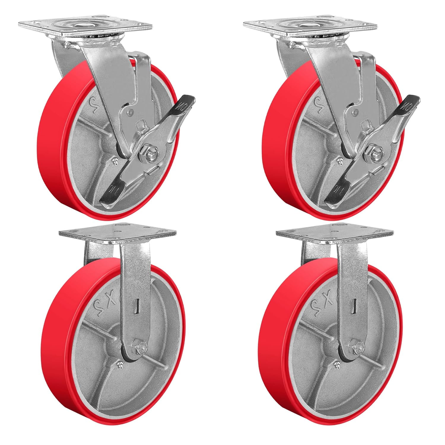 8"X 2" Heavy Duty Casters -Industrial Casters Polyurethane Caster With Strong Load-bearing