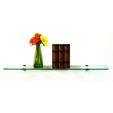 8" X 33" Peacock Floating Glass Shelves - 2 Brackets Included with Each Shelf By Spancraft Glass