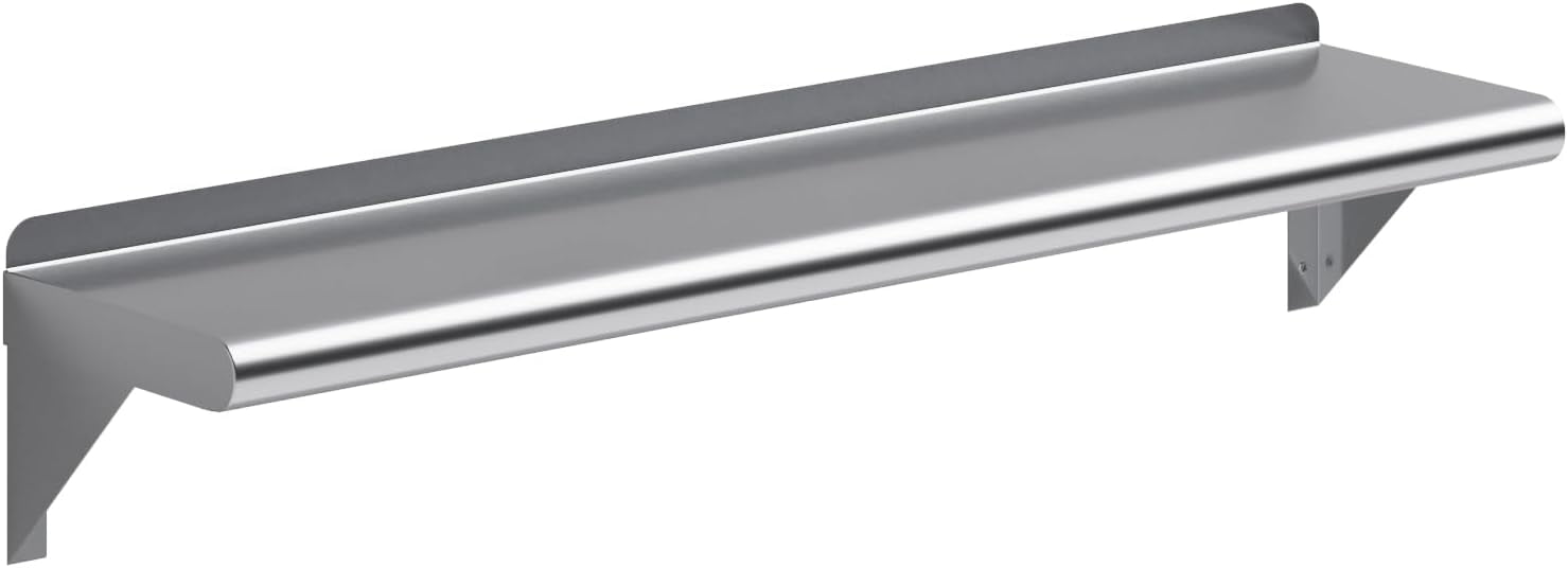 36-Inch Stainless Steel Wall Shelf with Brackets
