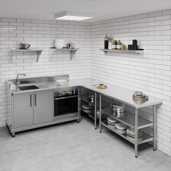 8" X 48" Stainless Steel Wall Shelf | Metal Shelving | Garage, Laundry, Storage, Utility Room | Restaurant, Commercial Kitchen | NSF$$Storage