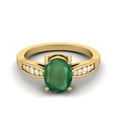thumbnail image 1 of 8 X 6 MM Oval Emerald 925 Sterling Silver Gold Vemreil Solitaire Anniversary Women Valentines Day Gifts Ring, 1 of 3