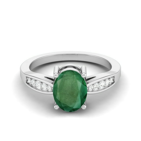 8 X 6 MM Oval Emerald 925 Sterling Silver Solitaire Anniversary Women Mother's Day Gift Ring