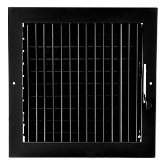 8" X 8" Adjustable AIR Supply Diffuser - HVAC Vent Cover Sidewall or Ceiling - Grille Register - High Airflow - Black [Outer Dimensions: 9.75" w X 9.75" h]