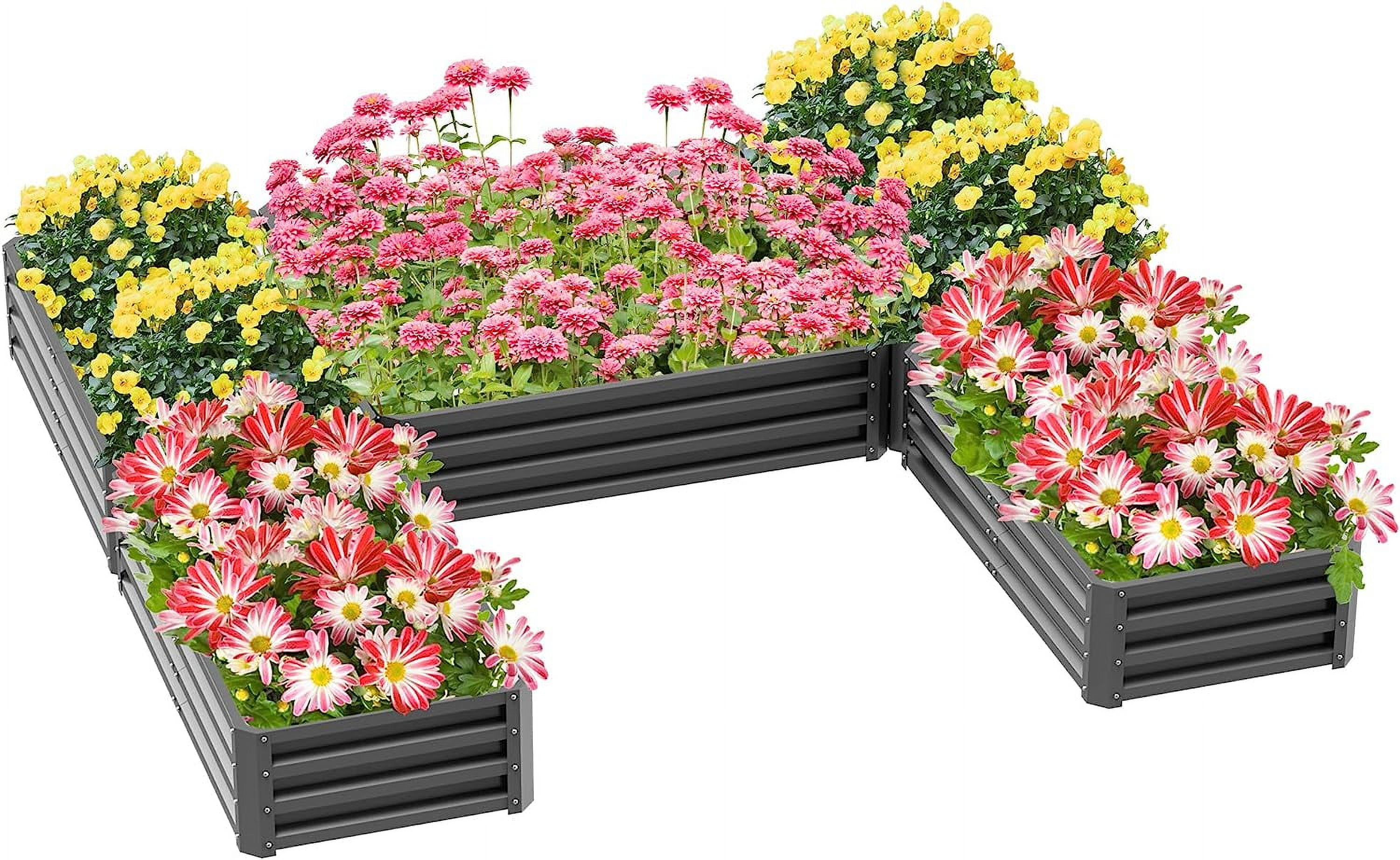 Outsunny 8'x8' Gray Steel Modular Raised Garden Bed Set