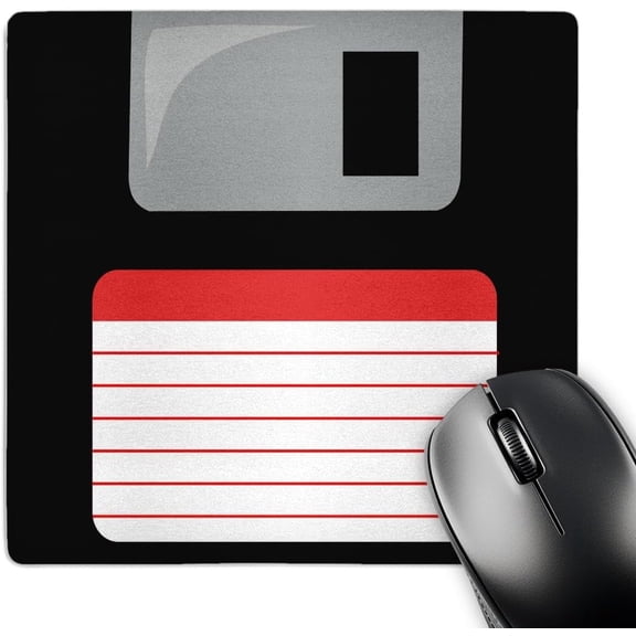8 X 8 X 0.25 Inches Mouse Pad Retro 90S Computer Black Floppy Disk Graphic Design with Red Label - 1990S - Ninties Computer Tech (mp_57457_1)