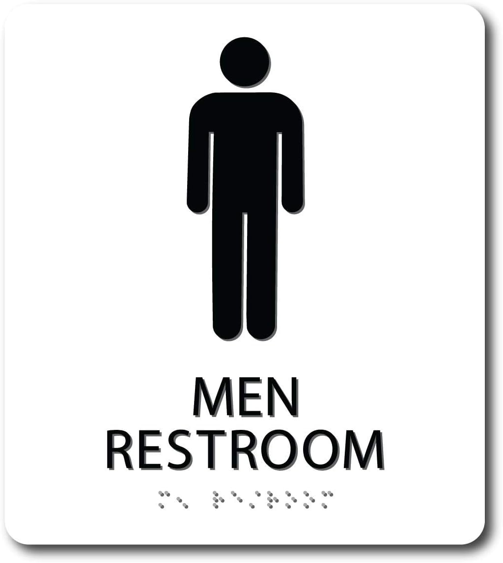 X 9" ADA Compliant “Men Restroom” Sign White/Black Tactile