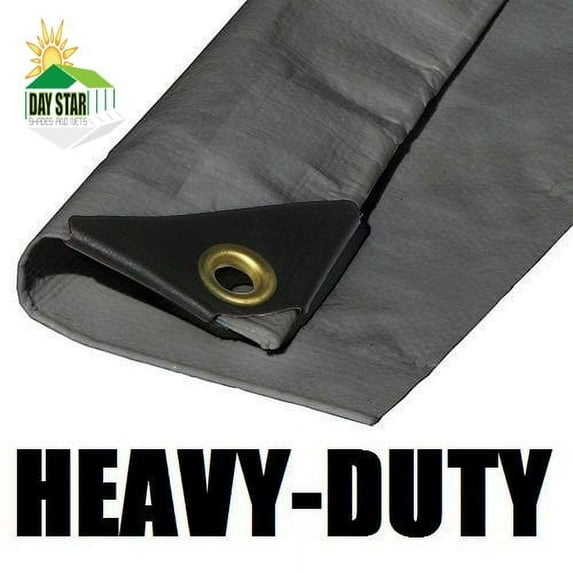 8'X16' Silver Tarp EXTRA Heavy Duty 12 mil 3 Ply Coated Reinforced Canopy 6 oz 3 Layer