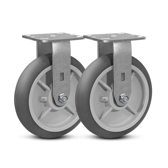 8"X2" Heavy Duty Casters,Crowned Thermoplastic Rubber Caster Wheels,1200lbs Capacity Set of 4,Industrial casters for Drywall/Sheetrock Carts & Dollies, Secure Maneuverability, 2 Rigid