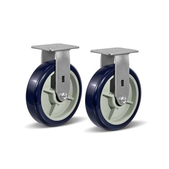 8"X2" Heavy Duty Industrial Casters,Polyurethane on Polypropylene Caster Wheels,Rigid Caster for Supermarket and Warehouse Flatbed Cart, 2500 lbs Capacity2 Pack