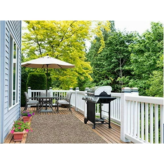8'X8' Square Toast - Indoor Outdoor Area Rug Carpet Runners with a Premium Fabric Finished Edges