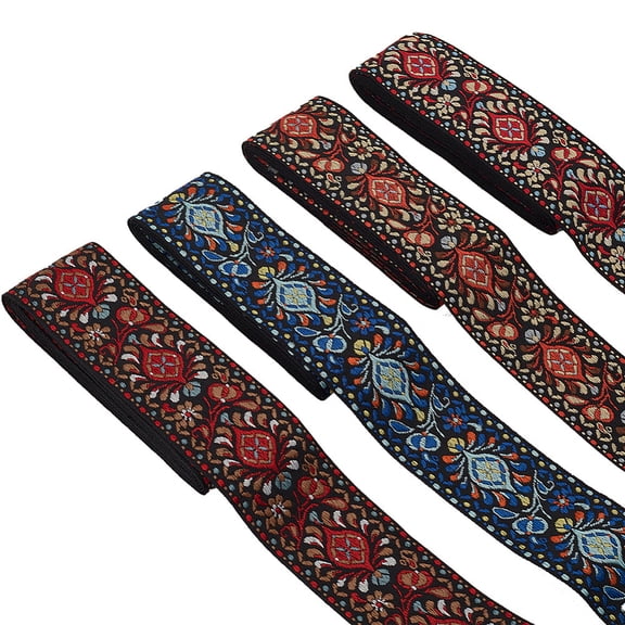 8 Yard 2 Inch Vintage Jacquard Ribbon Emobridered Woven Ribbon Boho Jacquard Trim Floral Fabric Trim for DIY Clothing Accessories