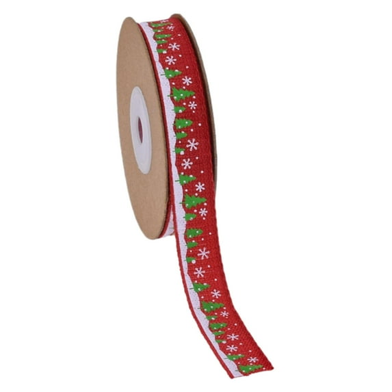 8 Yard Christmas Ribbon Wrapping Ribbon for Gift Box Bouquets Greeting Cards Red Tree