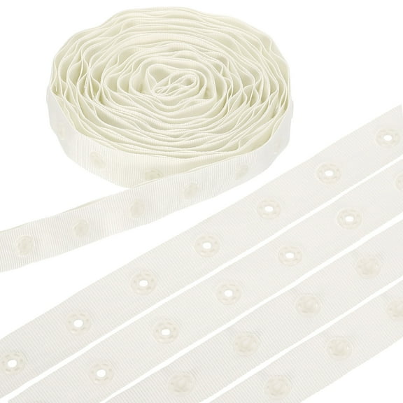 8 Yard Snap Button Tape, Polyester Plastic Snap Button Trim, Sewing Press Stud Ribbon Replacement for DIY Craft Clothes Fabric Sewing, Beige