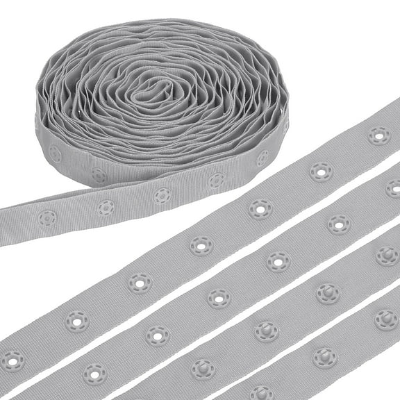 8 Yard Snap Button Tape, Polyester Plastic Snap Button Trim, Sewing Press Stud Ribbon Replacement for DIY Craft Clothes Fabric Sewing, Light Gray