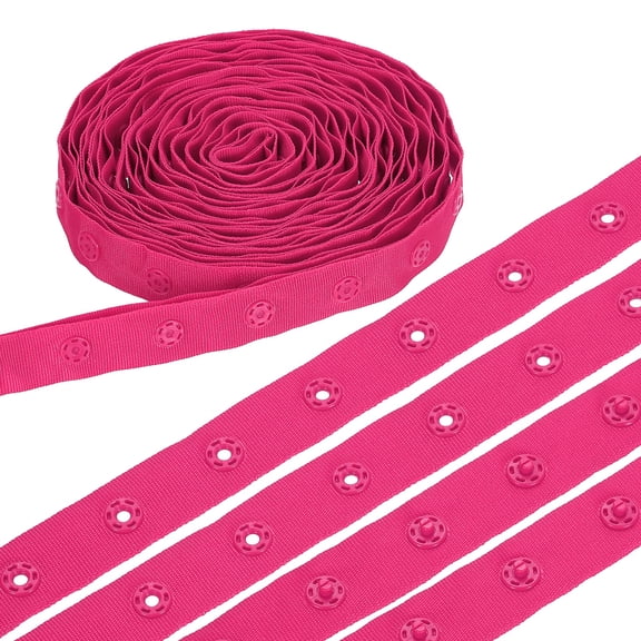 8 Yard Snap Button Tape, Polyester Plastic Snap Button Trim, Sewing Press Stud Ribbon Replacement for DIY Craft Clothes Fabric Sewing, Magenta