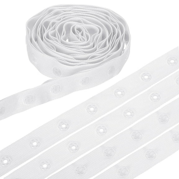 8 Yard Snap Button Tape, Polyester Plastic Snap Button Trim, Sewing Press Stud Ribbon Replacement for DIY Craft Clothes Fabric Sewing, White