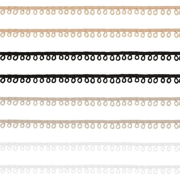 8 Yards 4 Colors Petite Braid Trim 1/8 Inch(4mm) Width Fibre Button Hole Trimming Buttonhole Tassel Fringe Lace Trim Button Loop Tape