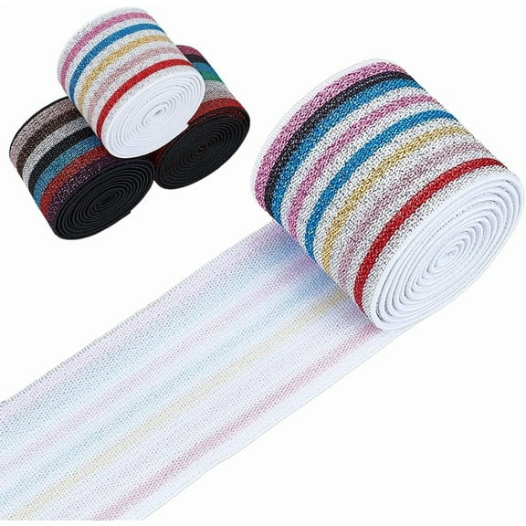 8 Yards Flat Elastic Band 1.57 Inch 4 Colors Elastic Band Tape Wide Non-Slip Elastic Ribbon for DIY Garment Sewing Crafts Belt Waistband Sports Shorts Colorful