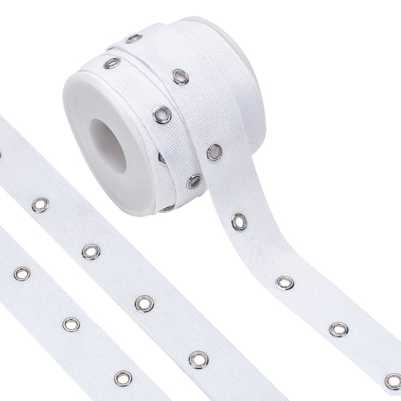 8 Yards White Cotton Grommet Eyelet Twill Tape 1 inch Wide Metal Eyelet Ring Ribbon Strip for Sewing Crafts Making Hole: 4mm for making