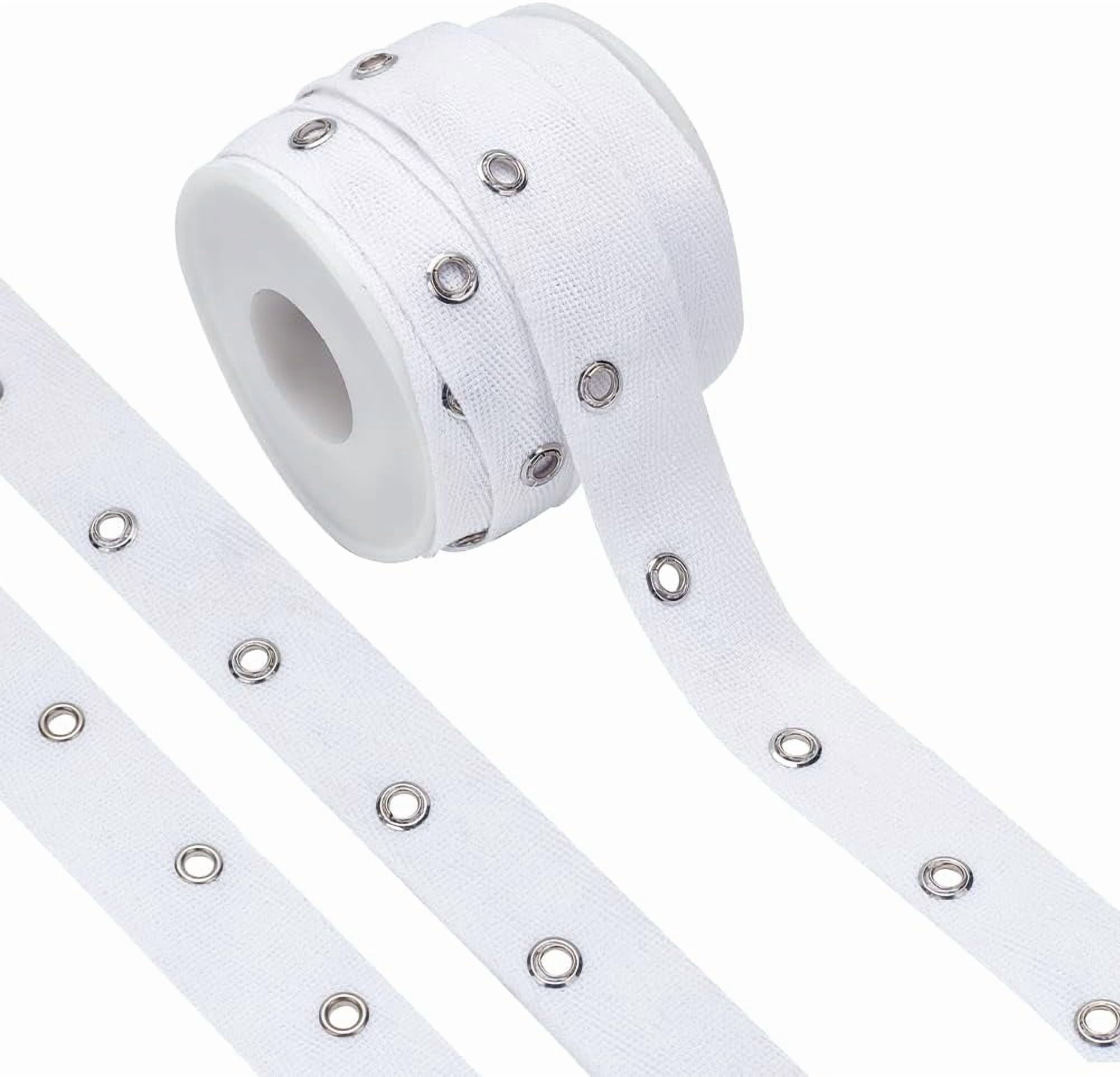 8 Yards White Cotton Grommet Eyelet Twill Tape 1 inch Wide Metal Eyelet ...