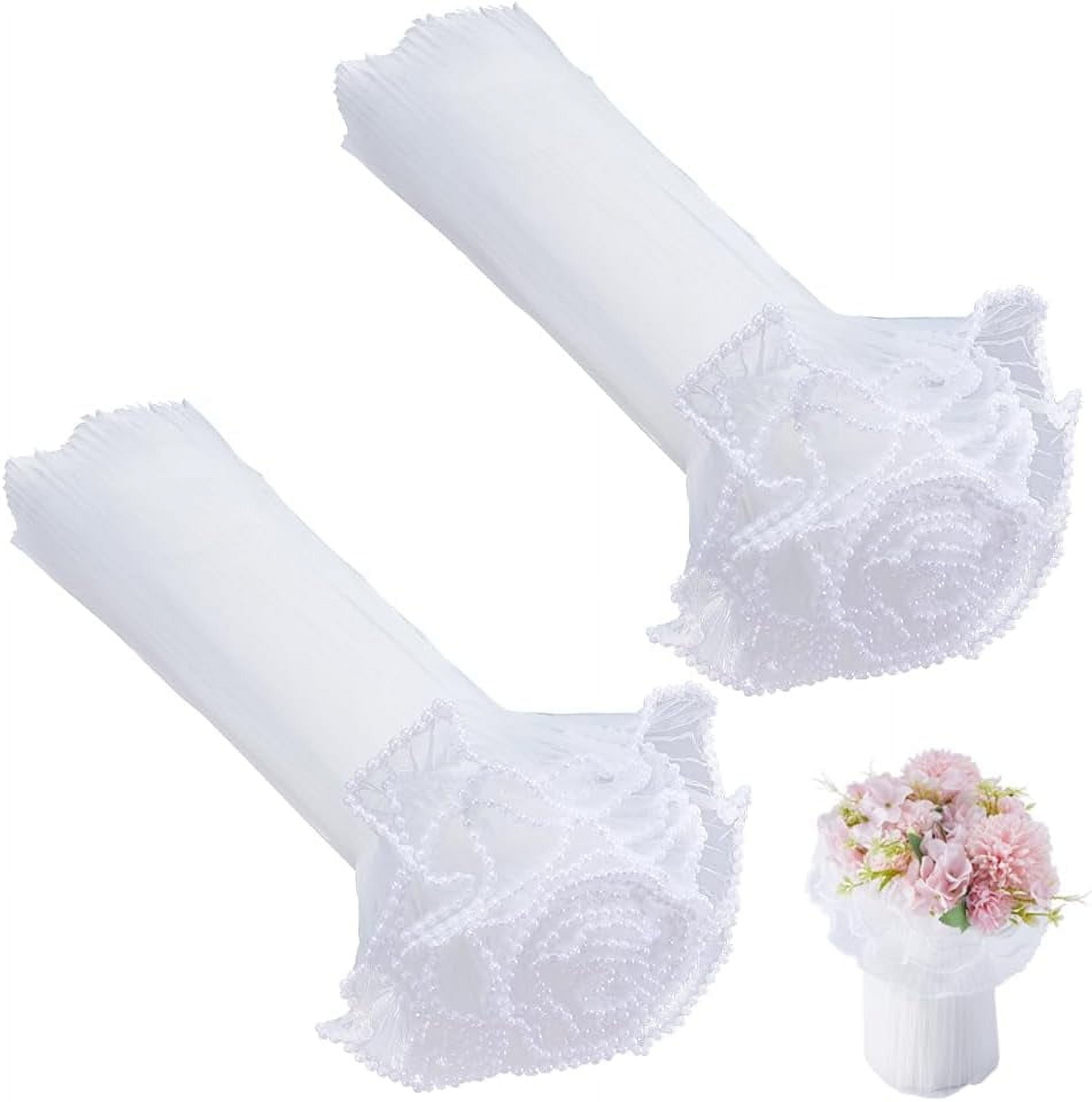 8 Yards White Pearl Edge Flower Wrapping Mesh Paper Ruffle Organza ...